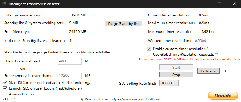 ISLC memory configuration for 32GB RAM